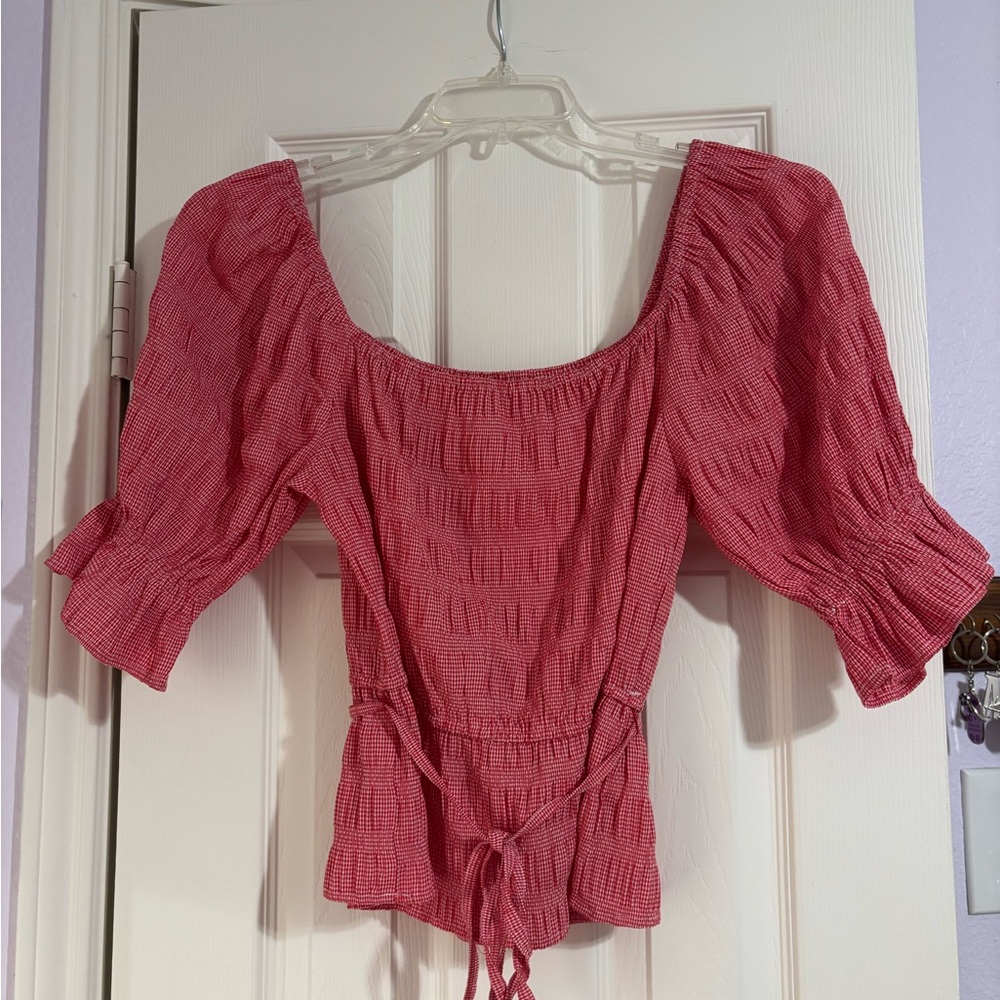 Women's Square
Neck Plaid Top - Before You Collection